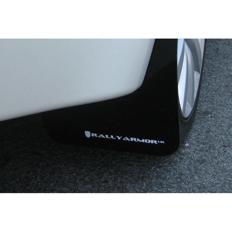 Rally Armor 08-17 Mitsubishi EVO X Black UR Mud Flap w/ White Logo - T1 Motorsports