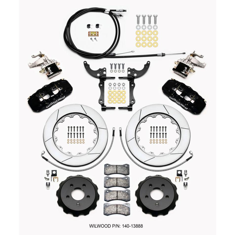 Wilwood AERO4 / MC4 Rear Kit 14.00 2015-Up Mustang w/Lines & Cables - T1 Motorsports
