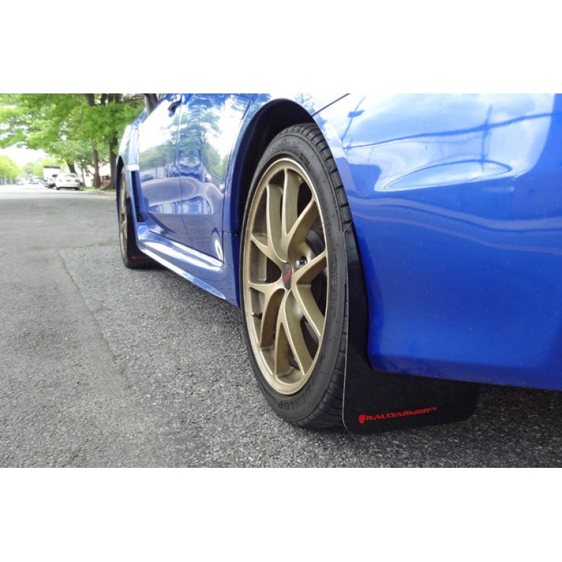 Rally Armor 15-21 Subaru WRX/STI (Sedan ONLY) Blue UR Mud Flap w/ White Logo - T1 Motorsports