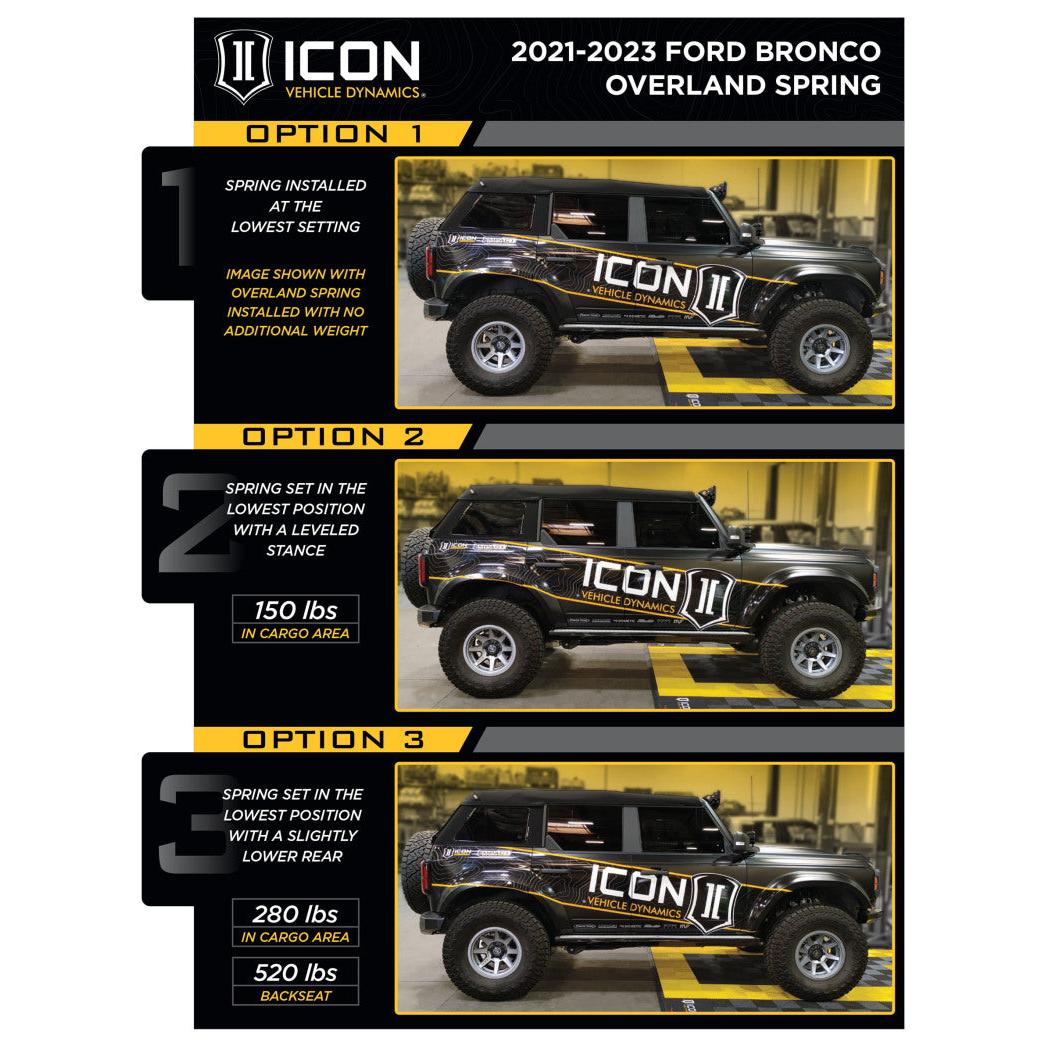 ICON 21-23 Ford Bronco Rear 2.5 VS IR Coilover Kit Heavy Rate Spring