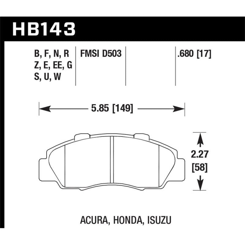 Hawk 97-01 Honda Prelude HPS Street Front Brake Pads - T1 Motorsports