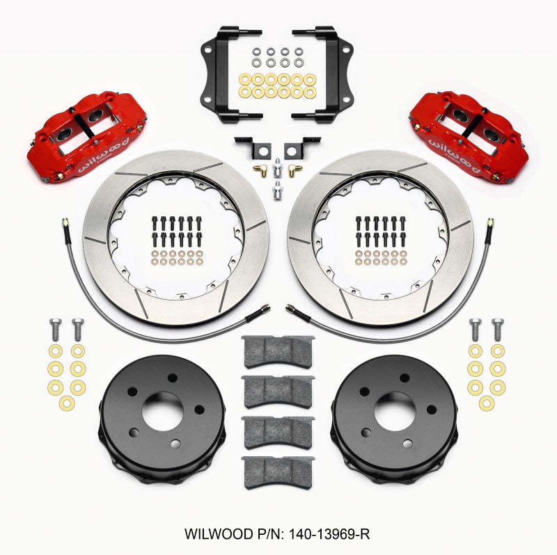 Wilwood Narrow Superlite 4R Rear Kit 12.88in Red 2007-up Jeep JK w/Lines - T1 Motorsports
