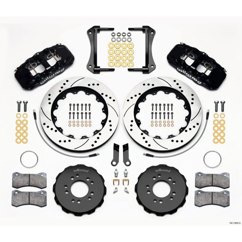 Wilwood AERO6 Front Hat Kit 14.00 Drilled 2005-2014 Mustang w/ BMR Suspn. w/Lines - T1 Motorsports