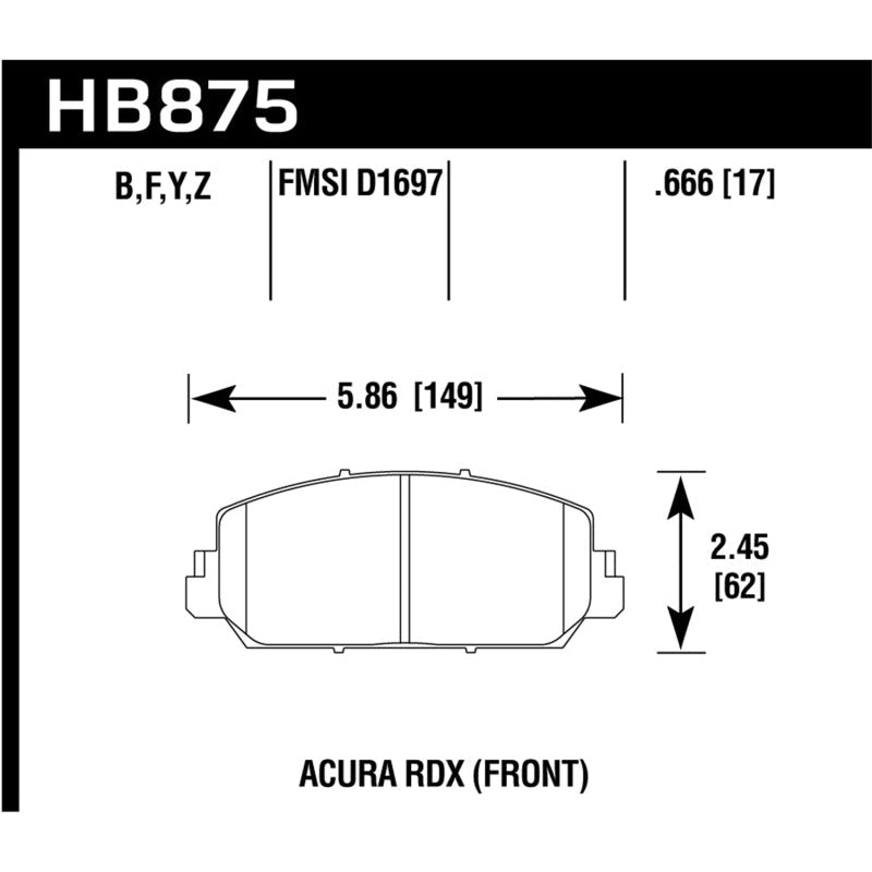 Hawk 14-17 Acura RDX/RLX HPS Street Front Brake Pads - T1 Motorsports