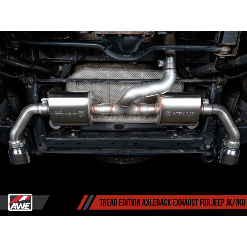 AWE Tuning 07-18 Jeep Wrangler JK/JKU 3.6L Tread Edition Axle-Back Dual Exhaust - Chrome Silver Tips