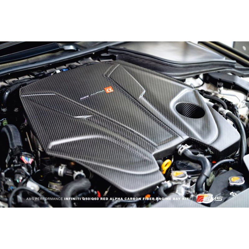 AMS Performance Infiniti 17+ Q60 / 16+ Q50 3.0TT Alpha Matte Carbon Engine Cover - T1 Motorsports
