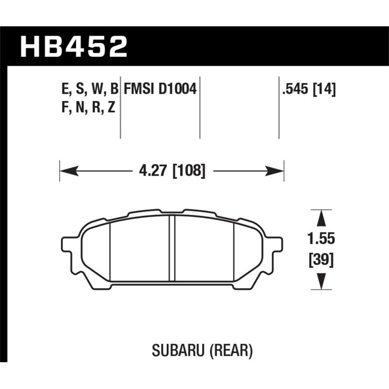 Hawk 03-05 WRX D1004 HP+ Street Rear Brake Pads - T1 Motorsports