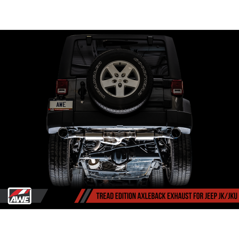 AWE Tuning 07-18 Jeep Wrangler JK/JKU 3.6L Tread Edition Axle-Back Dual Exhaust - Diamond Black Tips