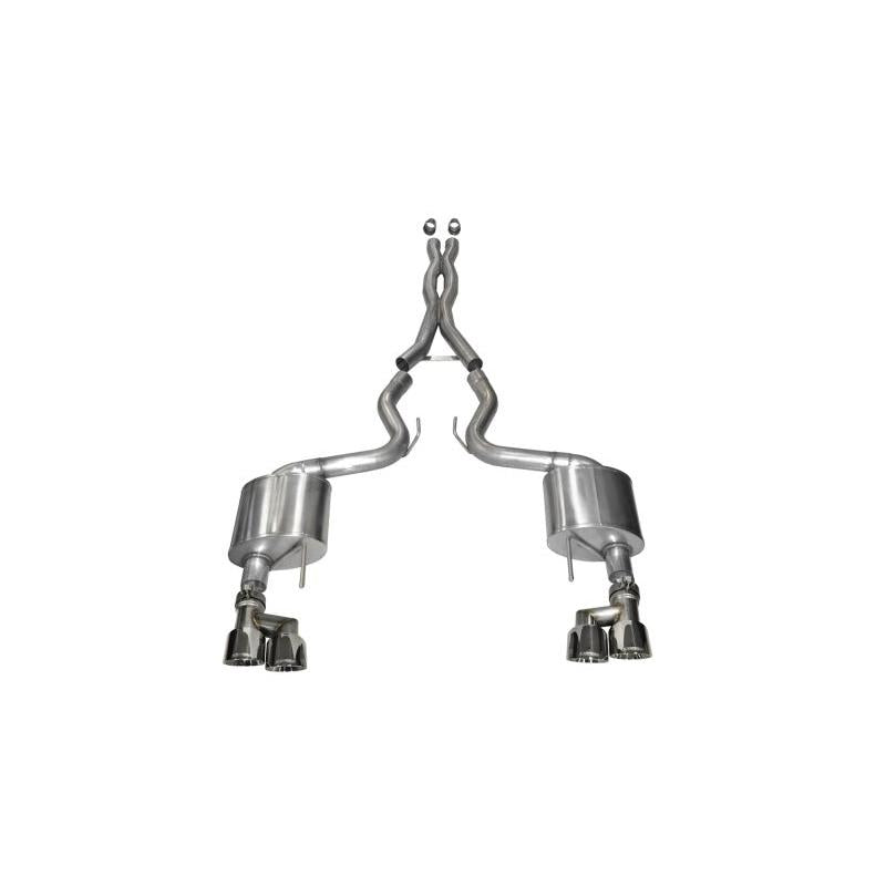 Corsa Xtreme 3in Cat Back Exhaust Polished Quad Tips - 2015-2023 Ford Mustang GT 5.0