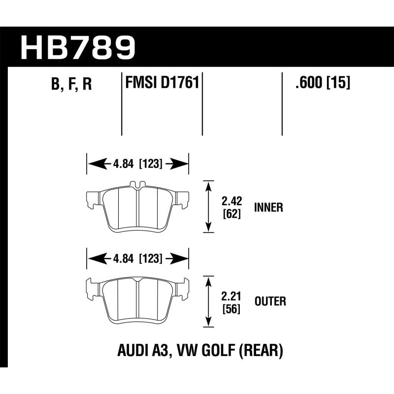 Hawk 15-20 Audi A3/S3 Performance Ceramic Street Rear Brake Pads - T1 Motorsports