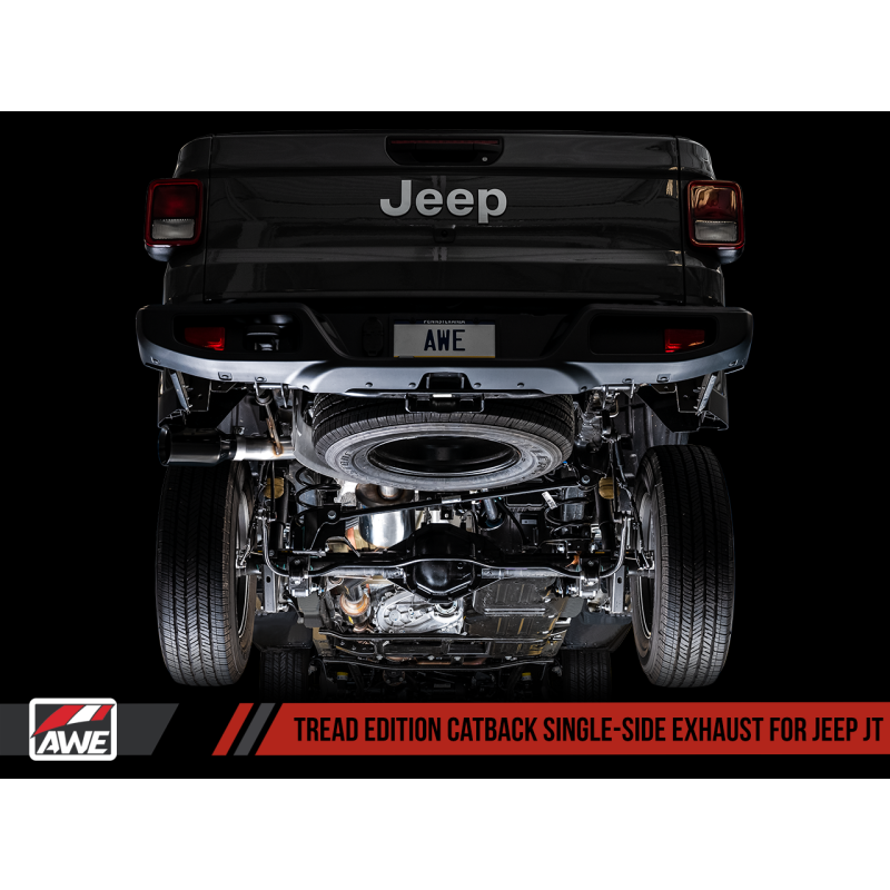 AWE Tuning 20-21 Jeep Gladiator JT 3.6L Tread Edition Cat-Back Single Side Exhaust - Diamond Blk Ti - T1 Motorsports