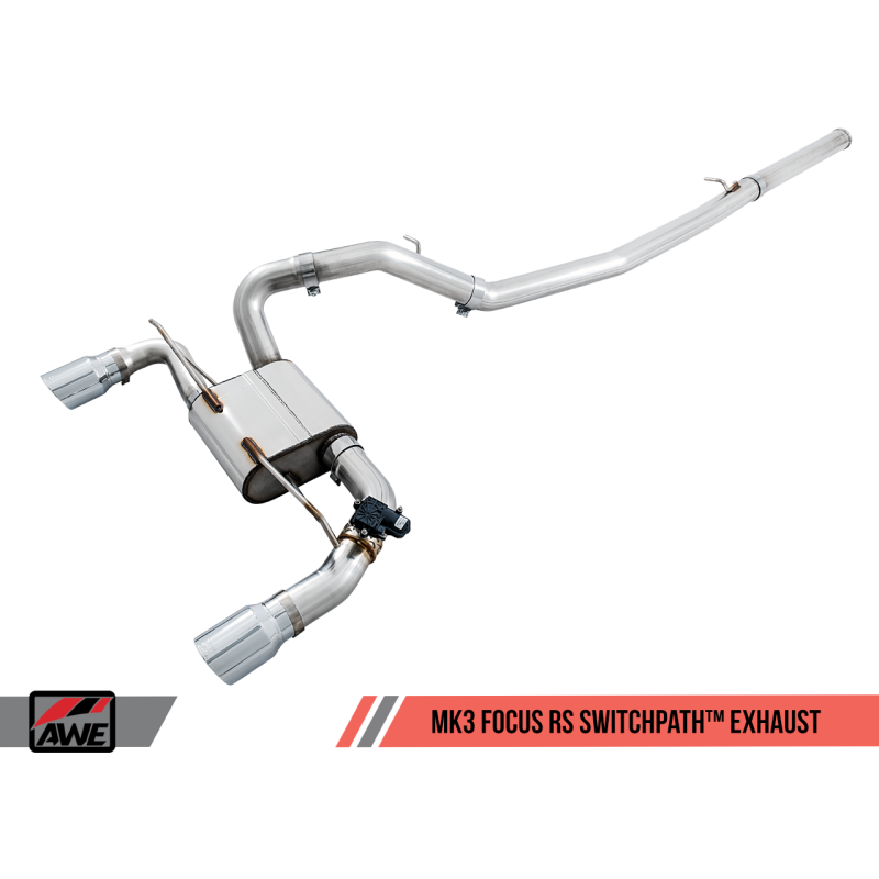 AWE Tuning Ford Focus RS SwitchPath Cat-back Exhaust - Diamond Black Tips