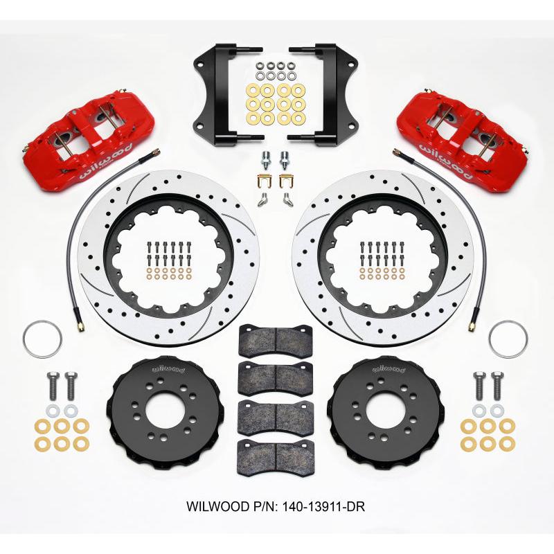 Wilwood AERO6 Front Hat Kit 15.00 Drilled Red 2014-up Corvette C7 w/Lines - T1 Motorsports