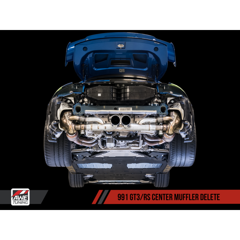 AWE Tuning Porsche 991 GT3 / RS Center Muffler Delete - Diamond Black Tips