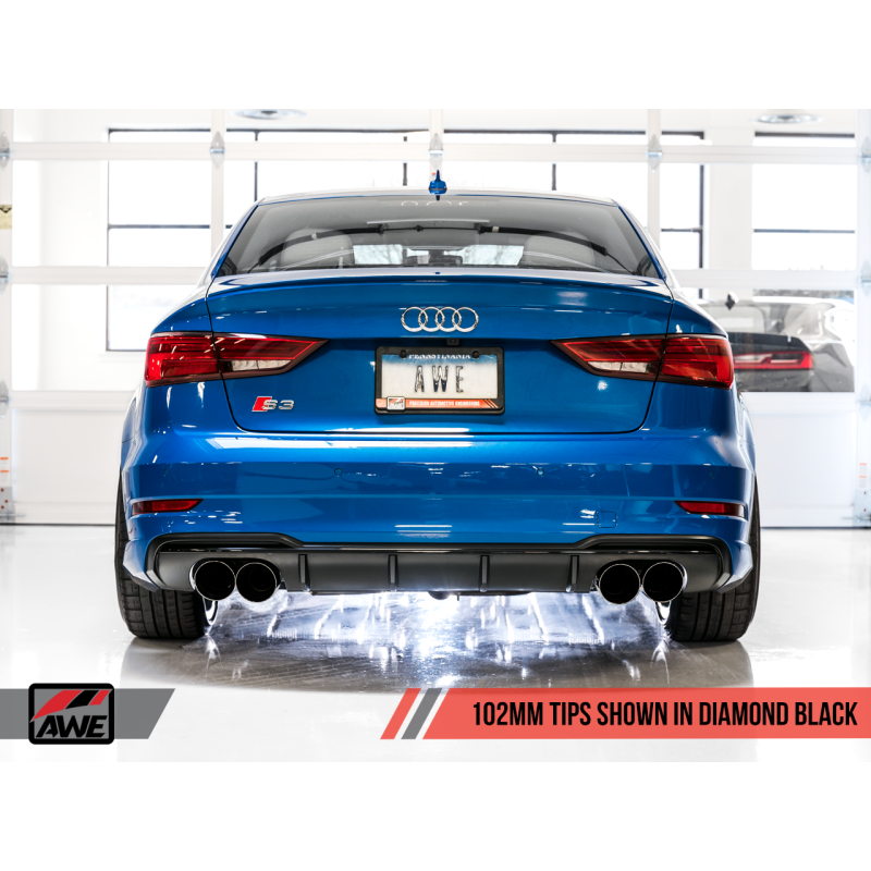 AWE Tuning Audi 8V S3 SwitchPath Exhaust w/Diamond Black Tips 102mm