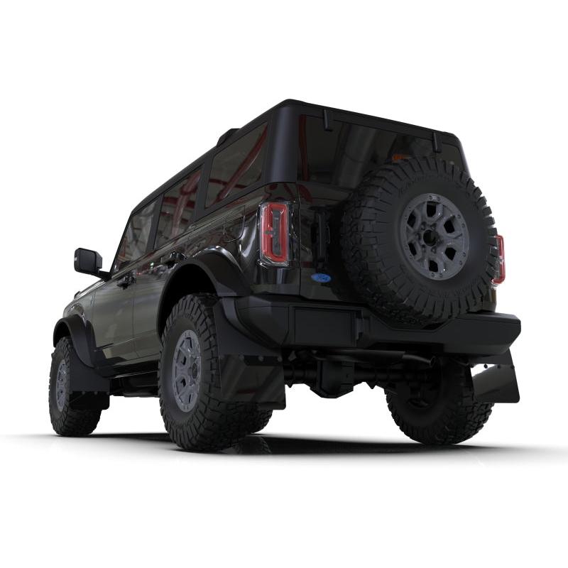 Rally Armor 21-22 Ford Bronco (Plstc Bmpr + RB - NO Rptr/Sprt) Blk Mud Flap w/Red Logo