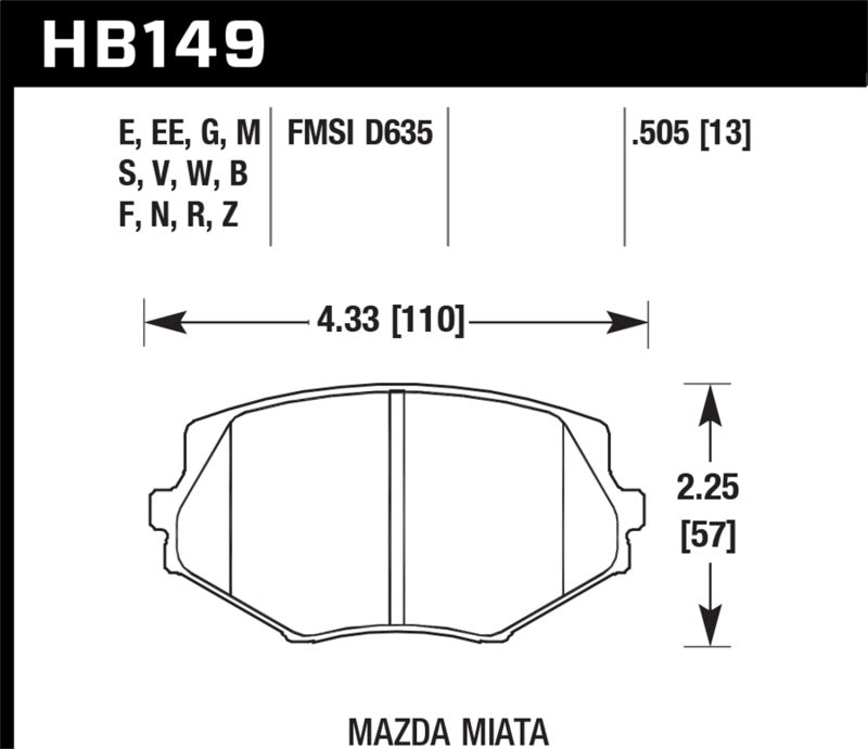 Hawk 94-05 Miata / 01-05 Normal Suspension HPS Street Front Brake Pads (D635) - T1 Motorsports