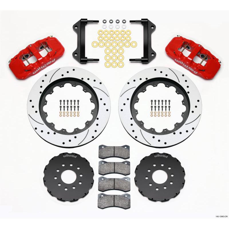 Wilwood AERO6 Front Hat Kit 15.00 Drilled Red 97-04 Corvette C5/Z06 05-13 C6 - T1 Motorsports