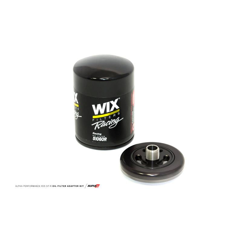 AMS Performance 2009+ Nissan GT-R R35 Alpha CNC Billet Oil Filter Adapter w/Race Filter