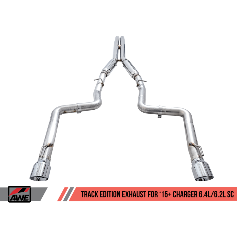 AWE Tuning 2015+ Dodge Charger 6.4L/6.2L Supercharged Track Edition Exhaust - Chrome Silver Tips