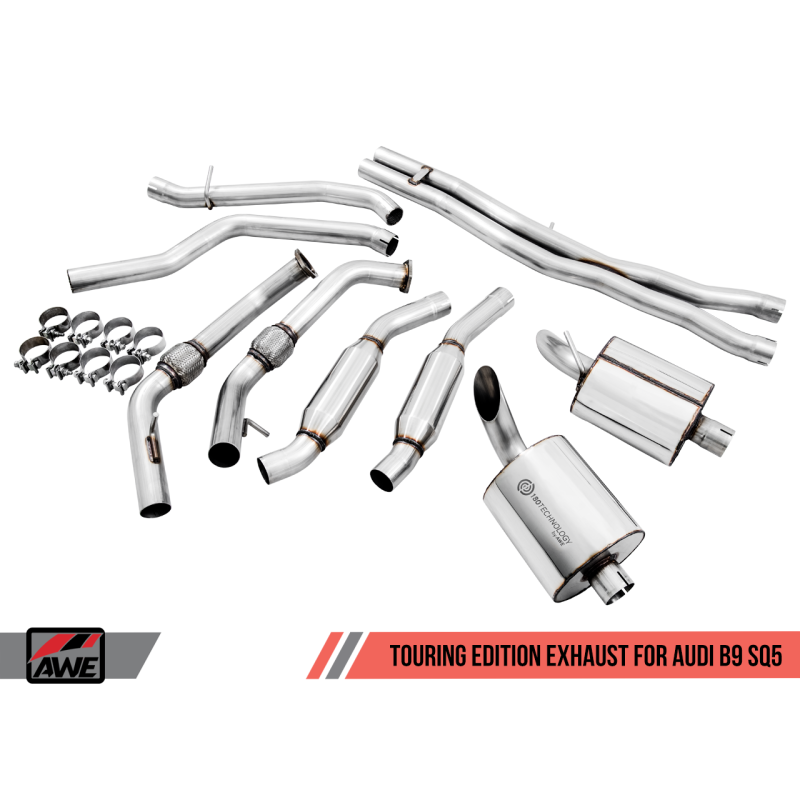 AWE Tuning Audi B9 SQ5 Non-Resonated Touring Edition Cat-Back Exhaust - No Tips (Turn Downs)