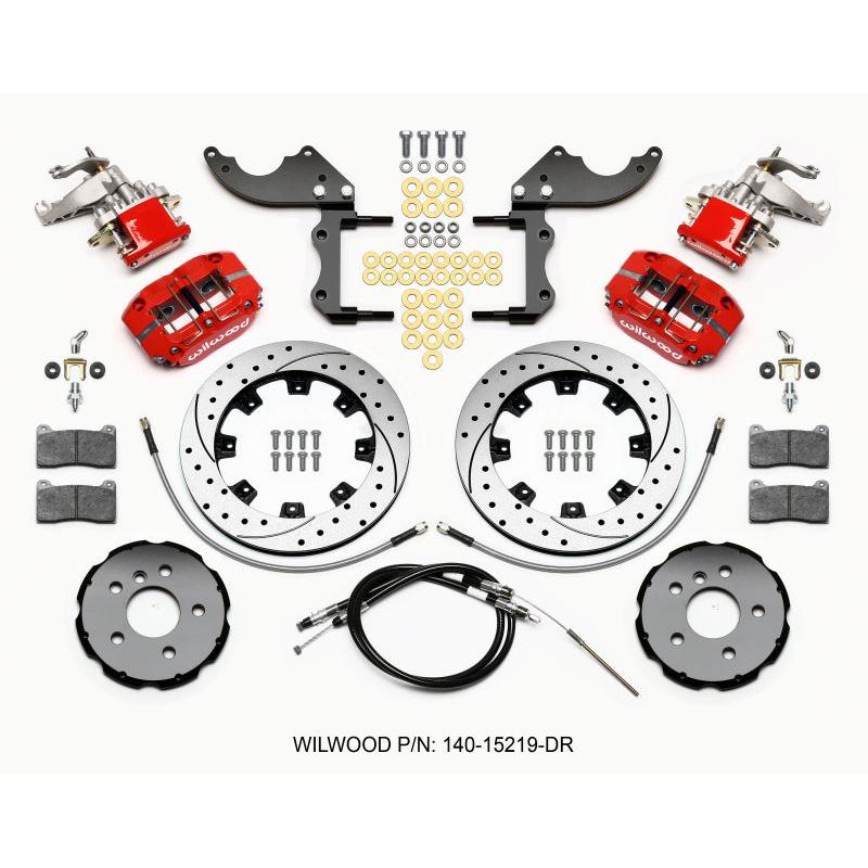 Wilwood Dynapro Radial4 / MC4 Rear Kit 12.19 Drilled Red 2014-2015 Mini Cooper w/Lines & Cables - T1 Motorsports
