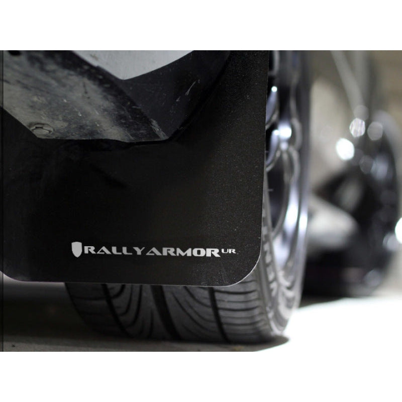 Rally Armor 08-10 Subaru WRX (Hatch & Sedan) / 08-11 Subaru 2.5i Black UR Mud Flap w/ White Logo - T1 Motorsports