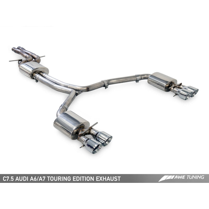 AWE Tuning Audi C7.5 A6 3.0T Touring Edition Exhaust - Quad Outlet Chrome Silver Tips - T1 Motorsports