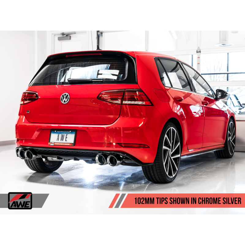 AWE Tuning Mk7 Golf R SwitchPath Exhaust w/Chrome Silver Tips 102mm - T1 Motorsports