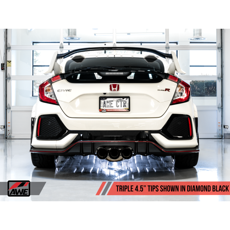 AWE Tuning 2017+ Honda Civic Type R Touring Edition Exhaust w/Front & Mid Pipe - Diamond Blk Tips