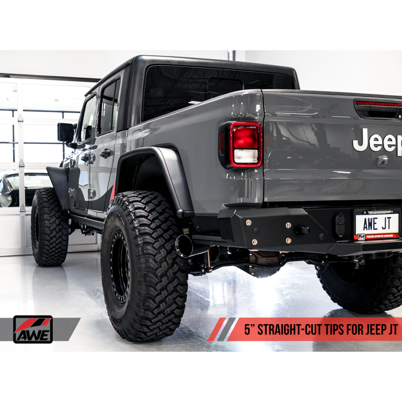 AWE Tuning 20-21 Jeep Gladiator JT 3.6L Tread Edition Cat-Back Single Side Exhaust - Diamond Blk Ti - T1 Motorsports