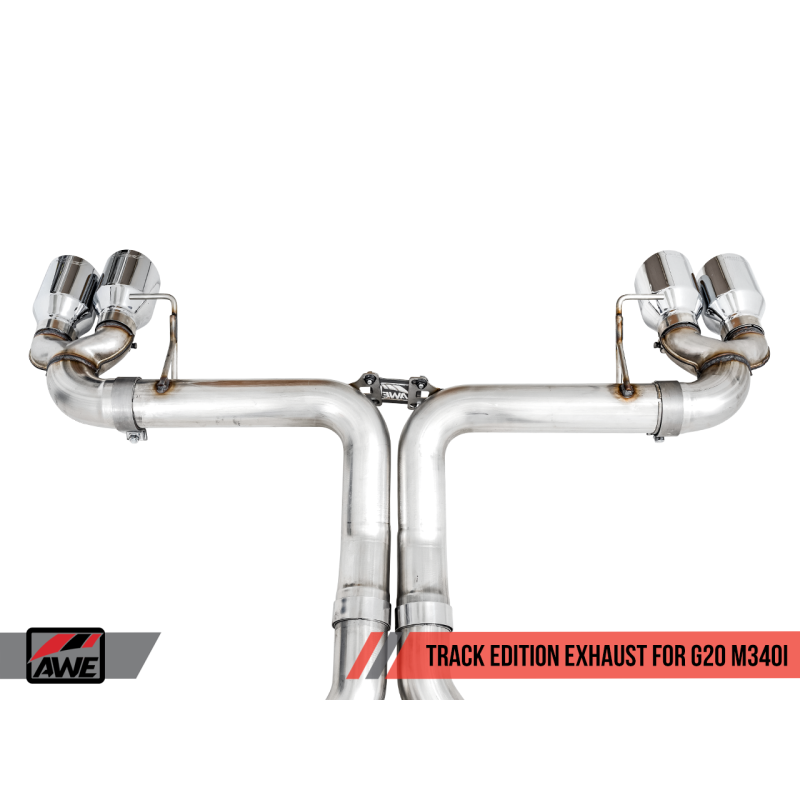 AWE Tuning 2019+ BMW M340i (G20) Track Edition Exhaust - Quad Diamond Black Tips