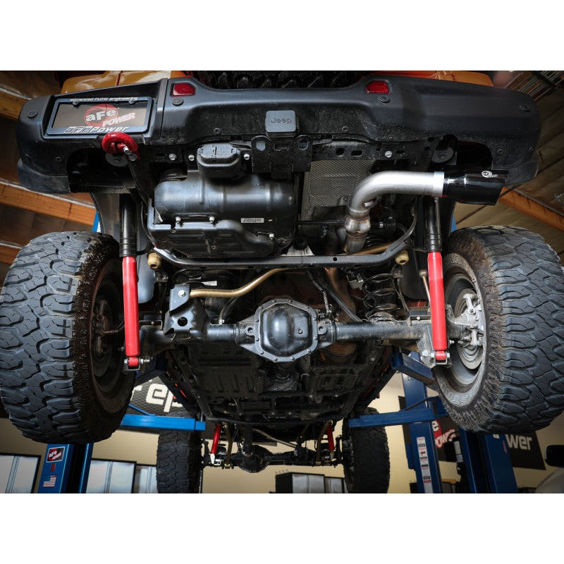 aFe 20-21 Jeep Wrangler Large Bore-HD 3in 304 Stainless Steel DPF-Back Exhaust System - Black Tip