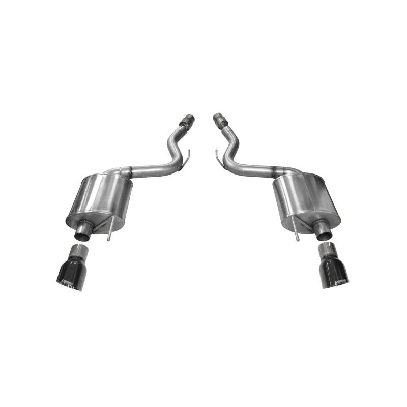 Corsa 3in Touring Axle Back Exhaust - Black Dual Tips - 2015-2017 Ford Mustang GT 5.0