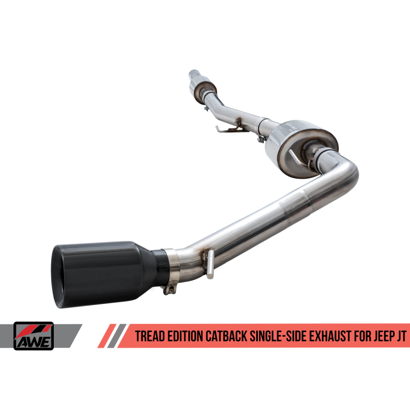 AWE Tuning 20-21 Jeep Gladiator JT 3.6L Tread Edition Cat-Back Single Side Exhaust - Diamond Blk Ti - T1 Motorsports