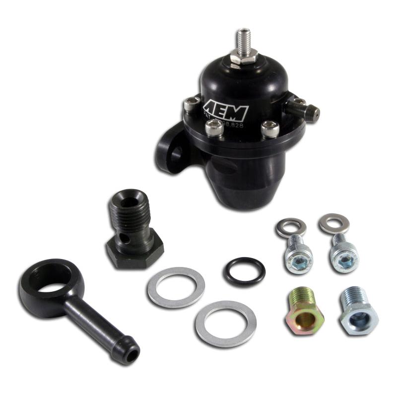 AEM 86-93 Acura / 95-98 TL / 88-91 Civic/CRX / 92-01 Prelude Black Adjustable Fuel Pressure Regulato - T1 Motorsports
