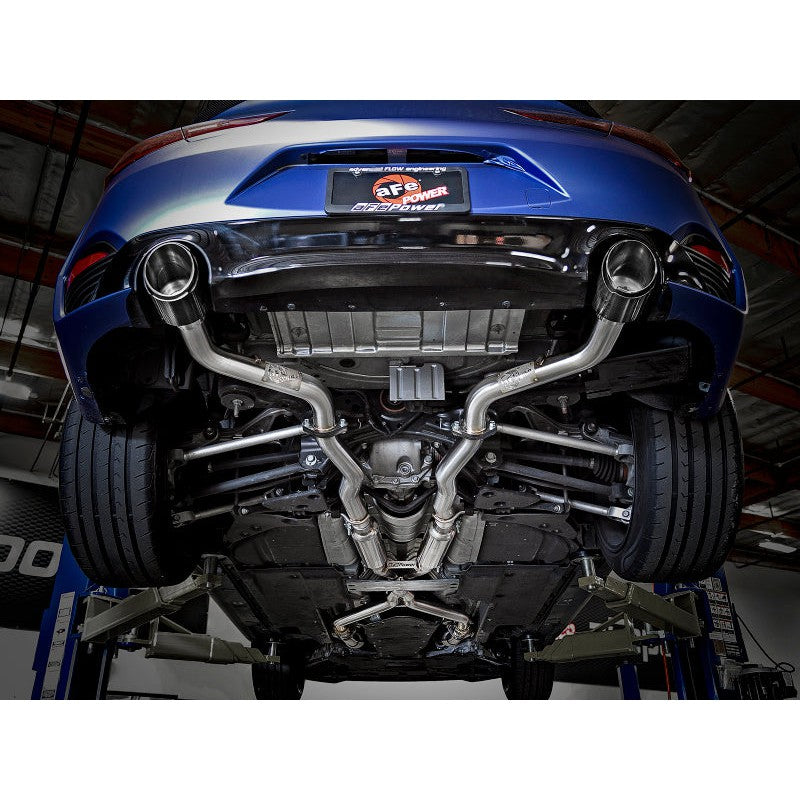 aFe POWER Takeda 2.5in 304 SS CB Exhaust w/ Carbon Fiber Tips 17-19 Infiniti Q60 V6-3.0L (tt)