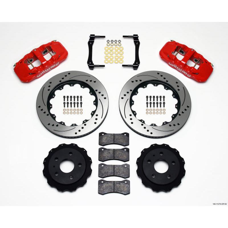 Wilwood AERO4 Rear Kit 14.25in Drilled Red 2010-2015 Camaro - T1 Motorsports
