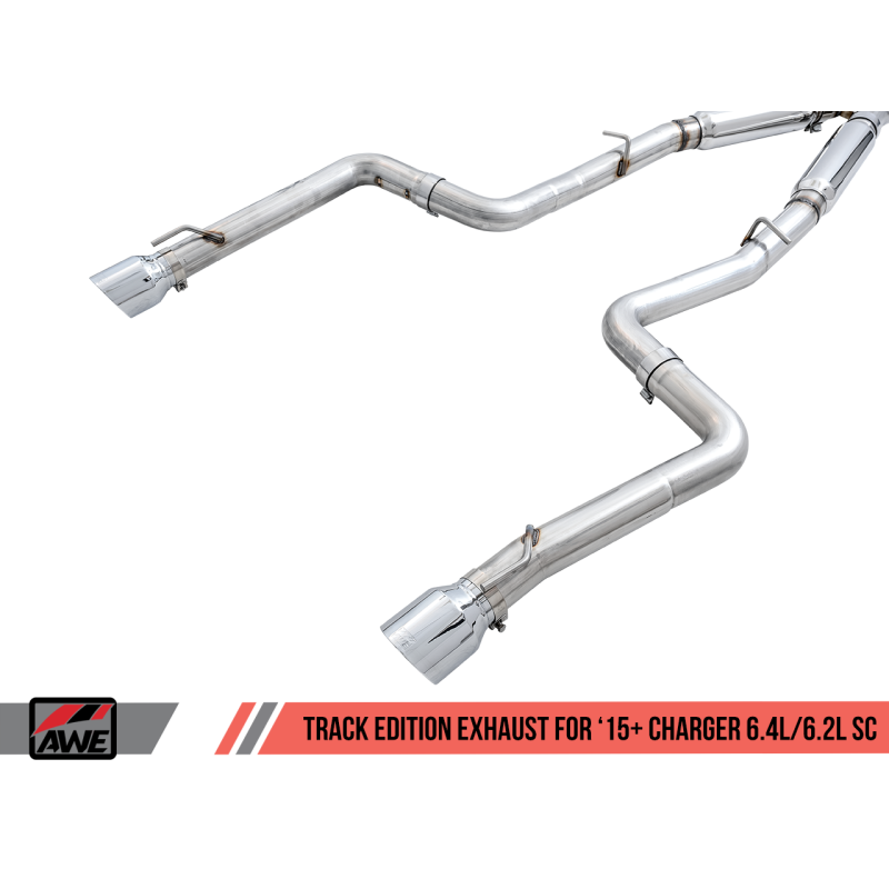 AWE Tuning 2015+ Dodge Charger 6.4L/6.2L Supercharged Track Edition Exhaust - Chrome Silver Tips