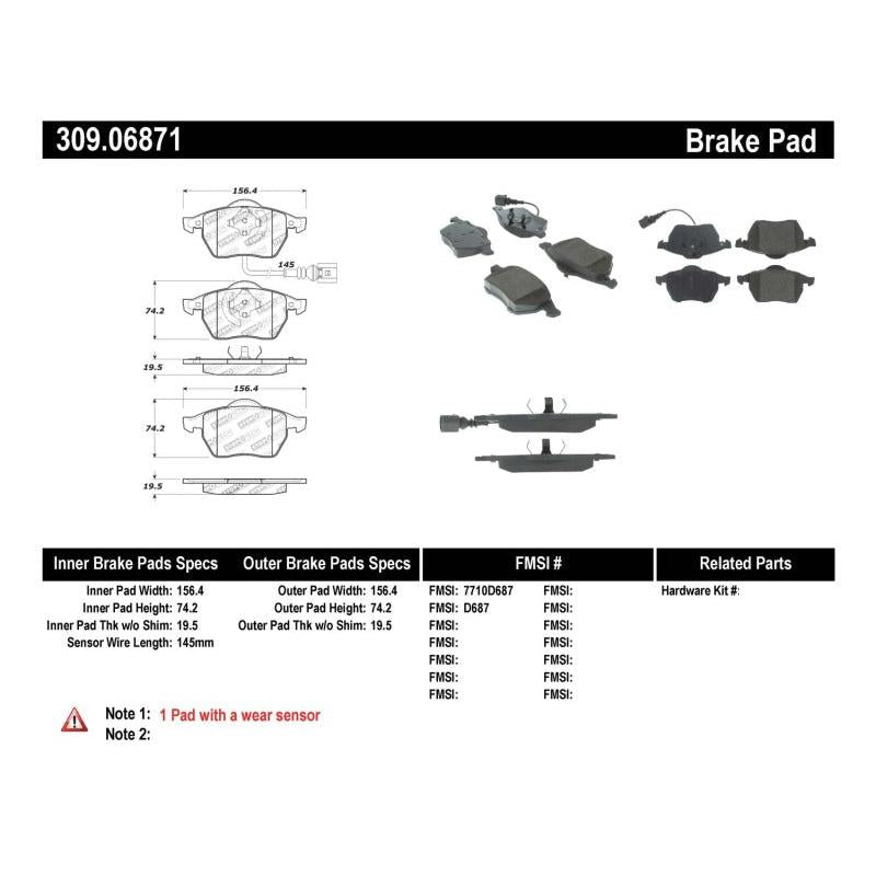 StopTech Performance 99-08 VW Jetta / 5/99-05 Golf GTi/GLS Turbo Front Brake Pads