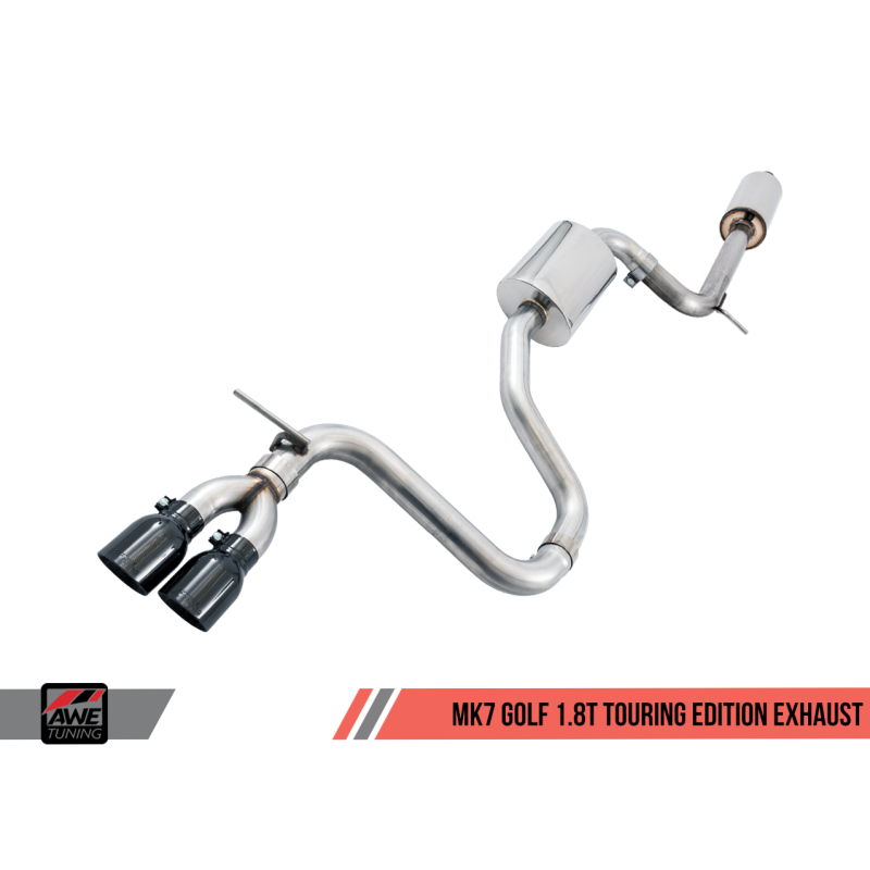 AWE Tuning VW MK7 Golf 1.8T Touring Edition Exhaust w/Diamond Black Tips (90mm) - T1 Motorsports