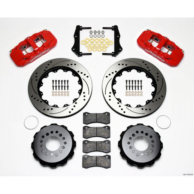 Wilwood AERO4 Rear Kit 14.25in Drilled Red 2006-10 Magnum/Challngr/Chrgr/300C - T1 Motorsports