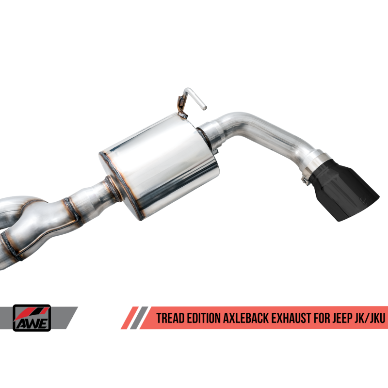 AWE Tuning 2018+ Jeep Wrangler JL/JLU Tread Edition Axle-Back Dual Exhaust - Diamond Black Tips