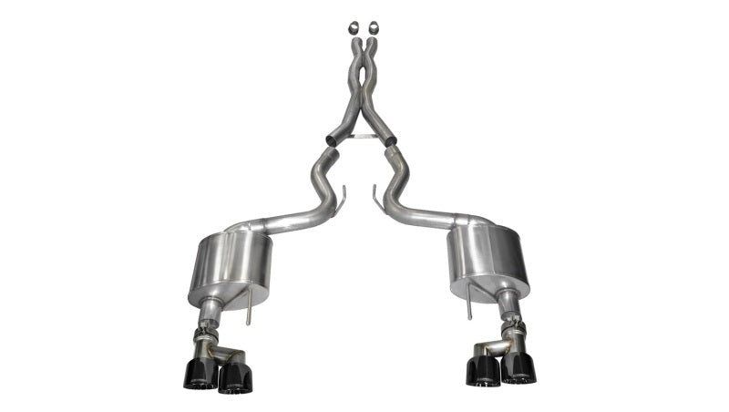 Corsa Xtreme 3in Cat Back Exhaust Black Quad Tips - 2015-2023 Ford Mustang GT 5.0