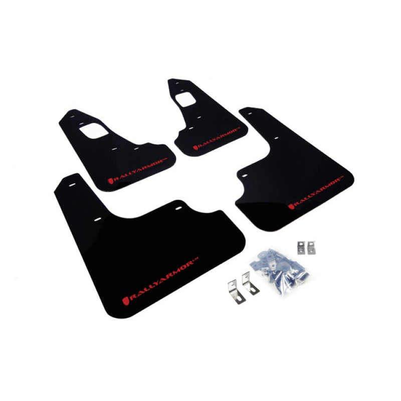 Rally Armor 08-17 Mitsubishi EVO X Black UR Mud Flap w/ Red Logo - T1 Motorsports