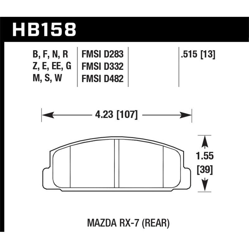 Hawk 86-95 Mazda RX-7 HP+ Street Rear Brake Pads - T1 Motorsports
