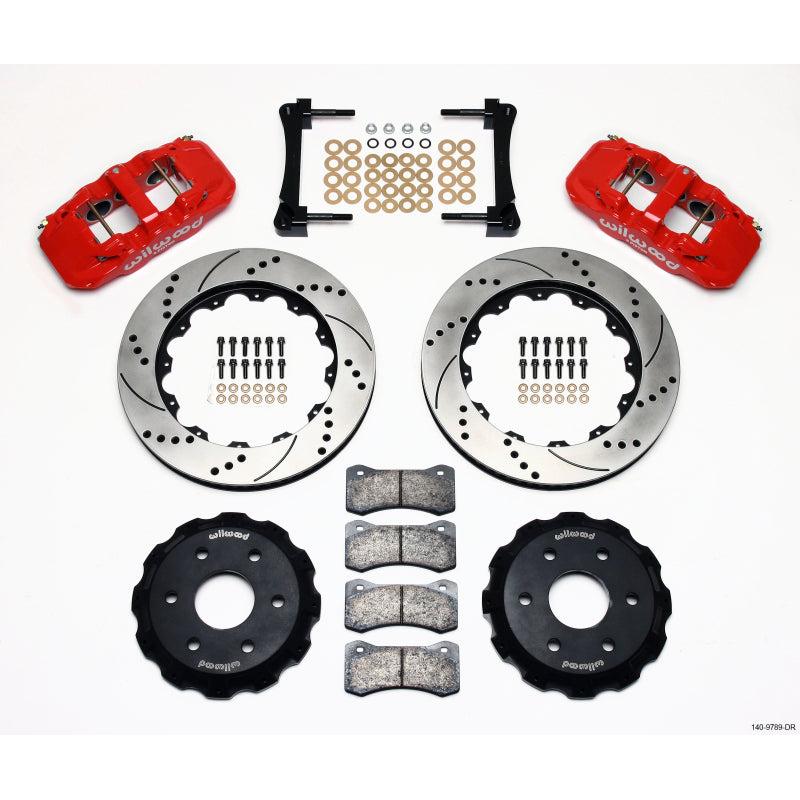 Wilwood AERO6 Front Truck Kit 14.25in Drill Red 1999-2014 GM Truck/SUV 1500 - T1 Motorsports