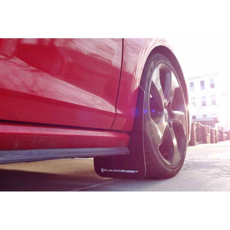 Rally Armor 15-21 VW Golf/GTI/TSI Red UR Mud Flap w/ White Logo - T1 Motorsports