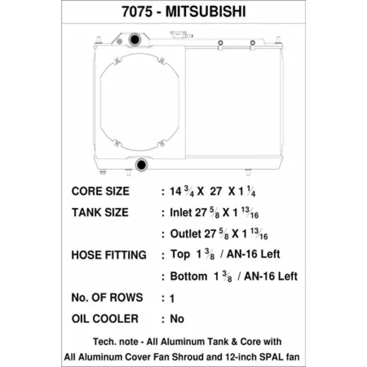 CSF 96-07 Mitsubishi Evo 4/5/6/7/8/9 Full-Slim Radiator w/12in Fan & Shroud/-16AN & Slip On Fitting - T1 Motorsports