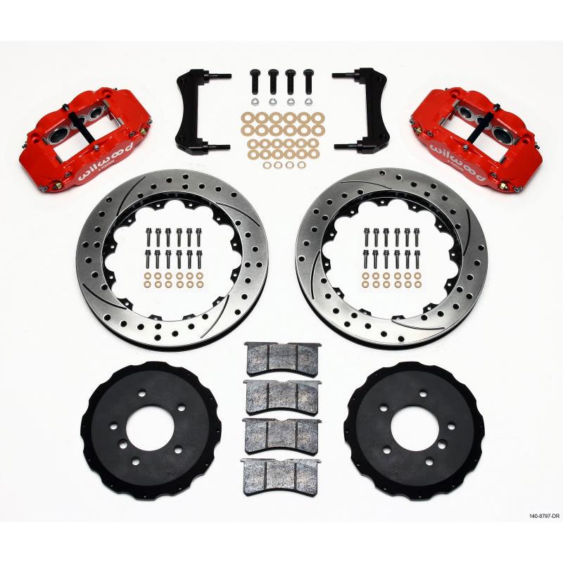 Wilwood Narrow Superlite 6R Front Hat Kit 13.06in Drilled Red E36 BMW M3 - T1 Motorsports